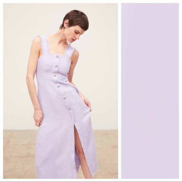 ZARA LILAC TWEED DRESS WITH GEM BUTTONS SIZE S